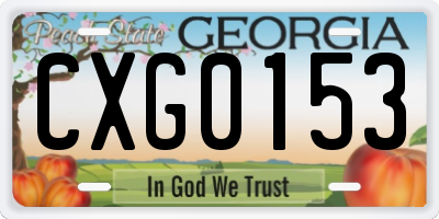 GA license plate CXG0153