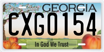 GA license plate CXG0154