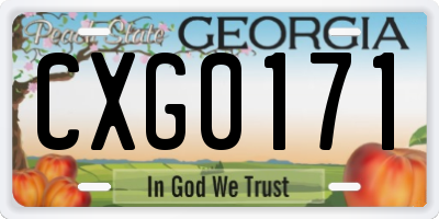 GA license plate CXG0171