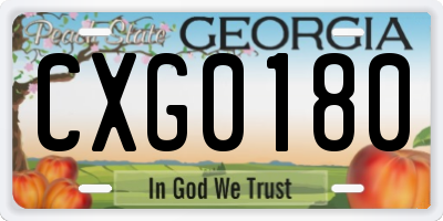 GA license plate CXG0180