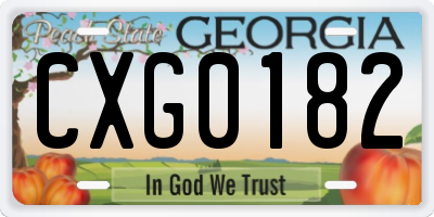 GA license plate CXG0182