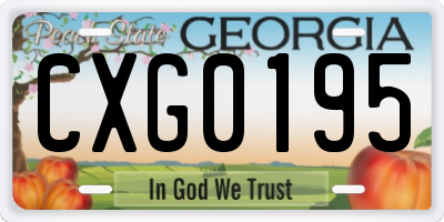 GA license plate CXG0195