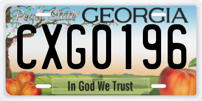GA license plate CXG0196