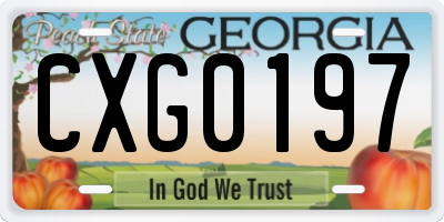 GA license plate CXG0197
