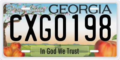 GA license plate CXG0198