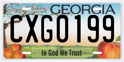 GA license plate CXG0199