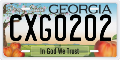 GA license plate CXG0202