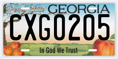 GA license plate CXG0205