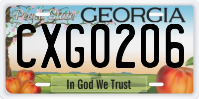 GA license plate CXG0206