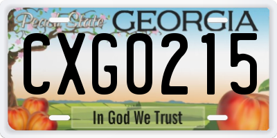 GA license plate CXG0215