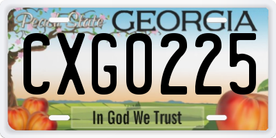 GA license plate CXG0225