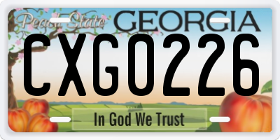 GA license plate CXG0226