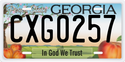 GA license plate CXG0257
