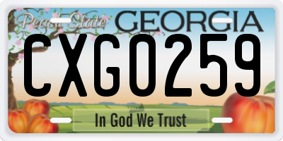 GA license plate CXG0259