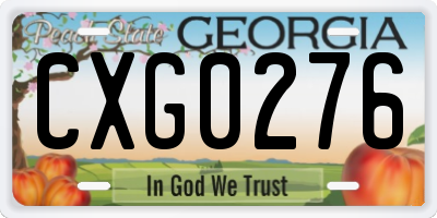 GA license plate CXG0276