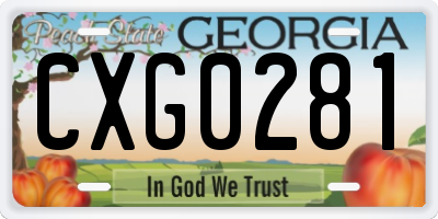 GA license plate CXG0281