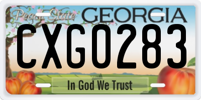 GA license plate CXG0283