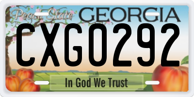 GA license plate CXG0292