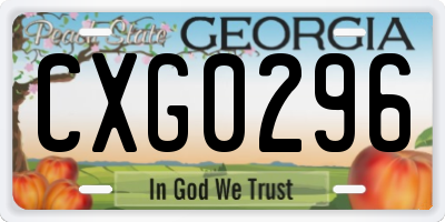 GA license plate CXG0296