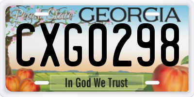 GA license plate CXG0298