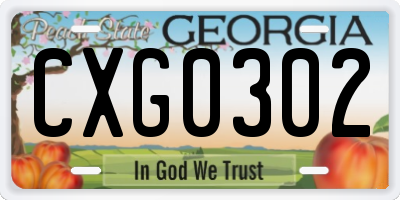 GA license plate CXG0302