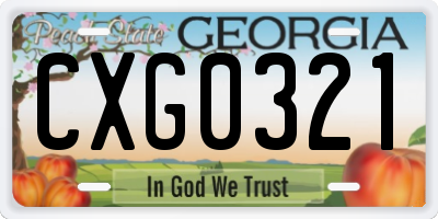 GA license plate CXG0321