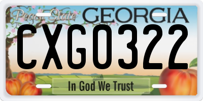 GA license plate CXG0322