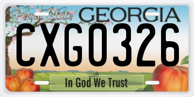 GA license plate CXG0326
