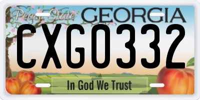 GA license plate CXG0332