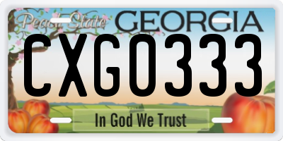 GA license plate CXG0333