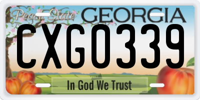 GA license plate CXG0339
