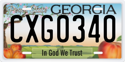 GA license plate CXG0340