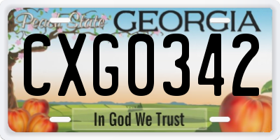 GA license plate CXG0342