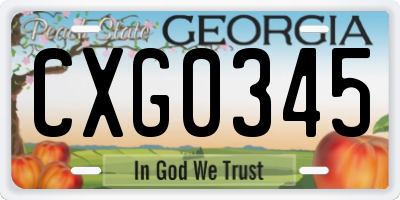 GA license plate CXG0345