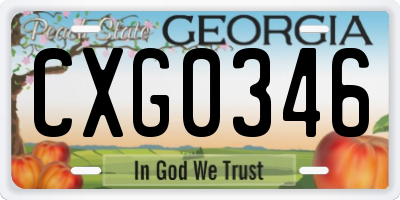 GA license plate CXG0346