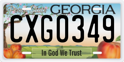 GA license plate CXG0349
