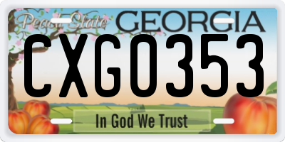 GA license plate CXG0353