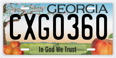 GA license plate CXG0360