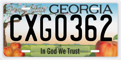 GA license plate CXG0362