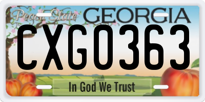 GA license plate CXG0363