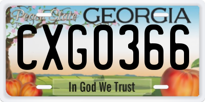 GA license plate CXG0366