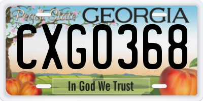 GA license plate CXG0368