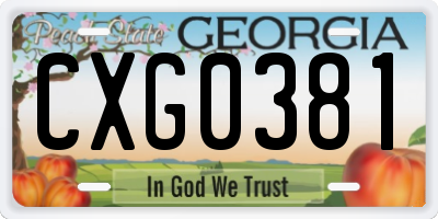 GA license plate CXG0381