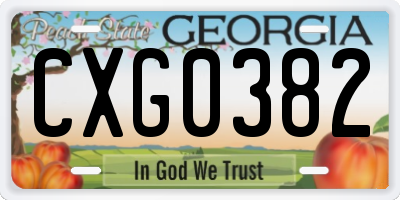 GA license plate CXG0382