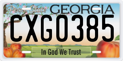 GA license plate CXG0385
