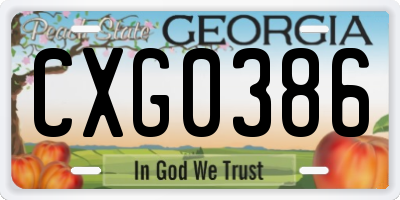 GA license plate CXG0386