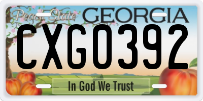 GA license plate CXG0392