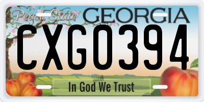 GA license plate CXG0394