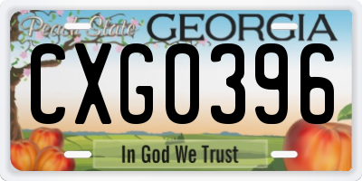 GA license plate CXG0396
