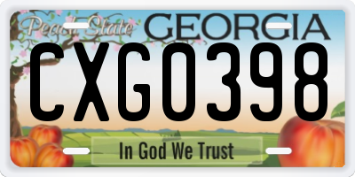 GA license plate CXG0398
